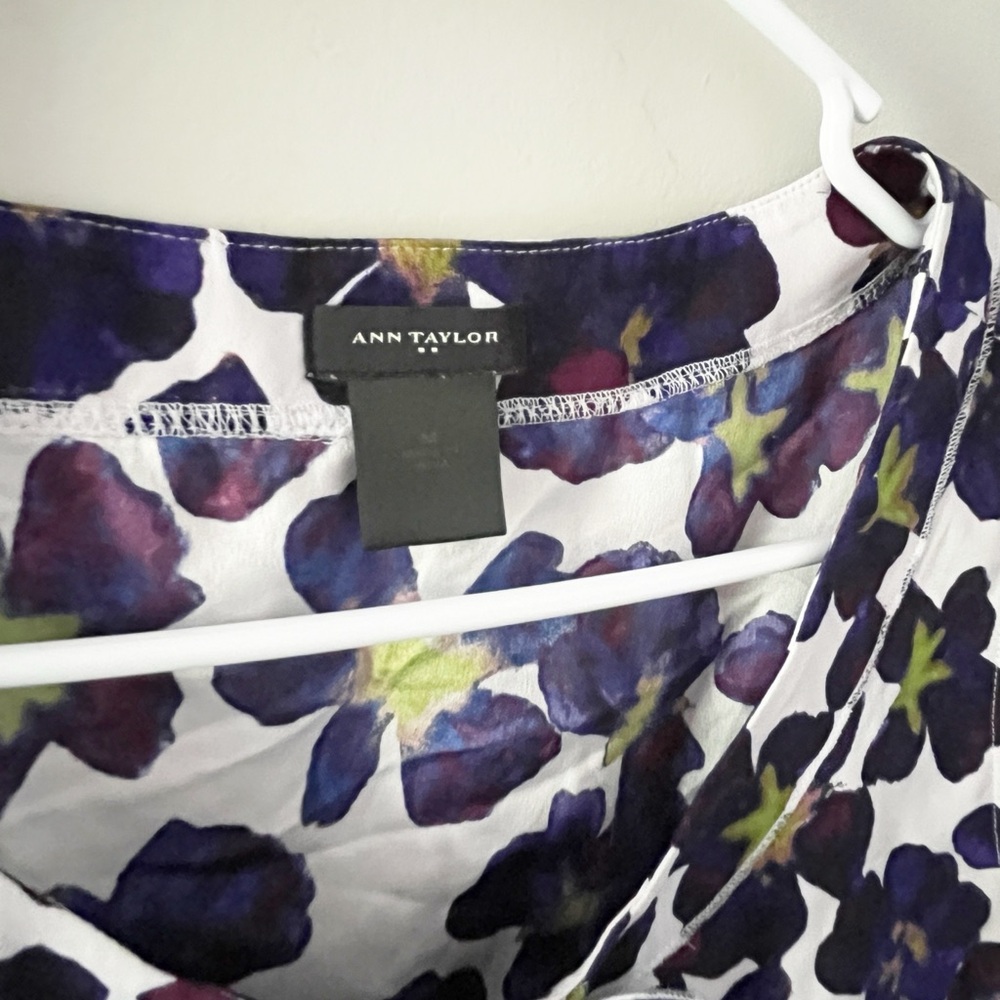 GUC ANN TAYLOR Floral Sleeveless Top With Bow Size M - Reduced Price ! - Picture 4 of 7
